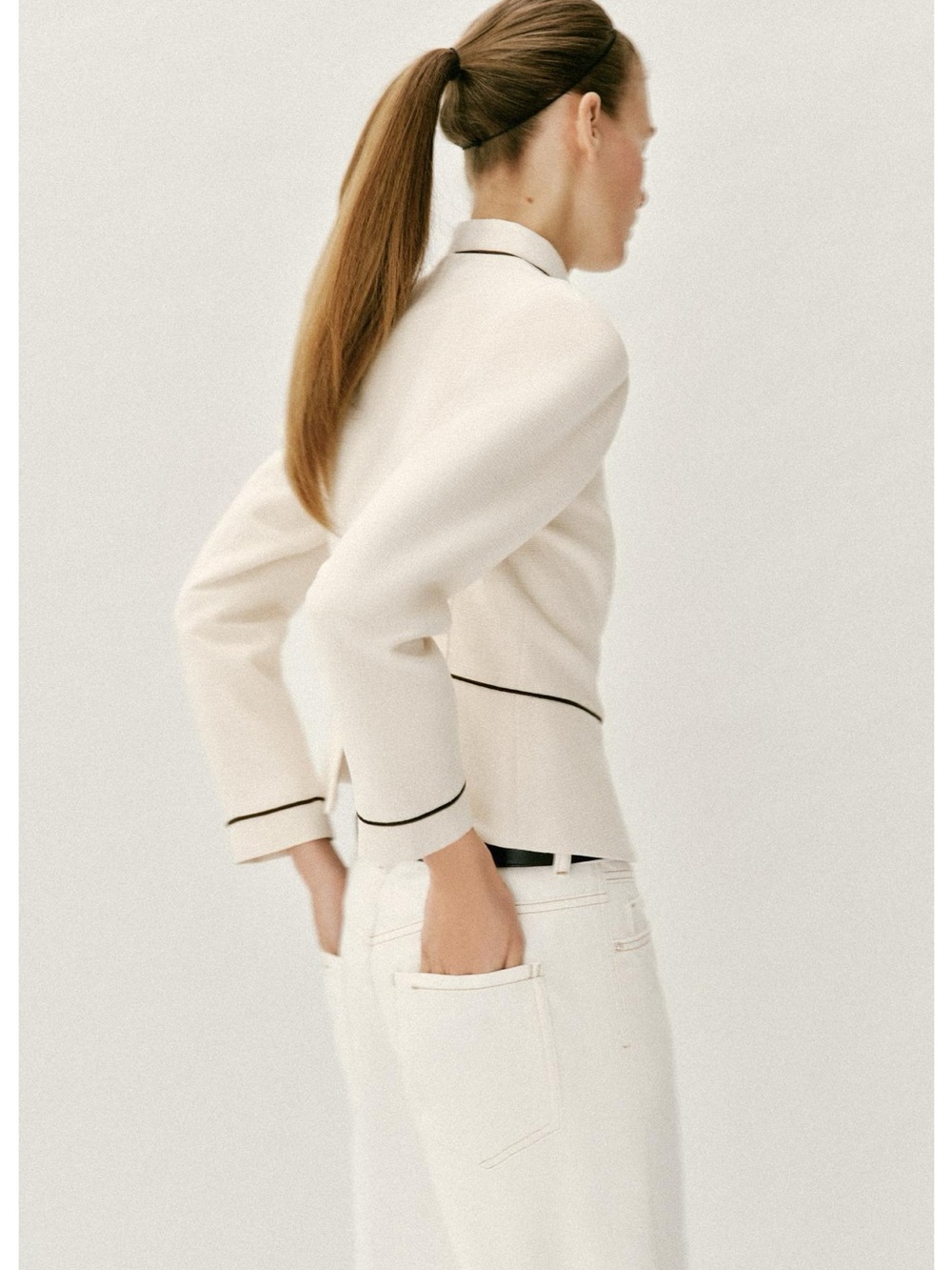 ZARA TAILORED CONTRAST PIPING BLAZER - Picture 7 of 11